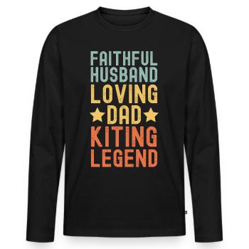 Husband Father Kitesurf Legend Retro Vintage - Men's Premium Organic Long Sleeve Shirt - black - Front - Nico (187cm)