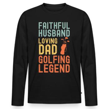 Ehemann Vater Golf Legende Retro Vintage - Männer Premium Bio Langarmshirt - Schwarz - Vorne - Nico (187cm)