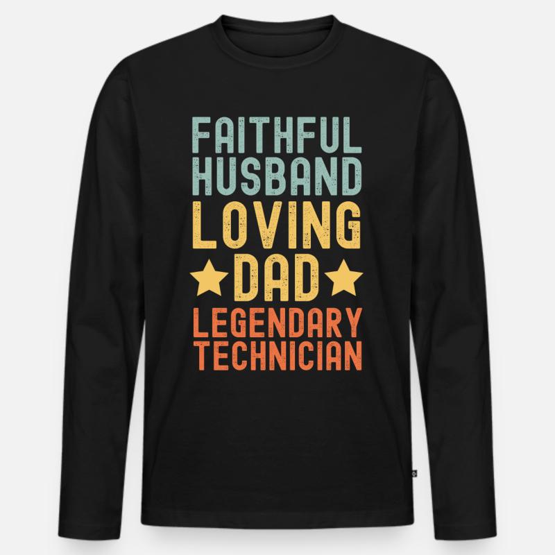 Ehemann Vater Legendärer Techniker - Männer Premium Bio Langarmshirt - Schwarz