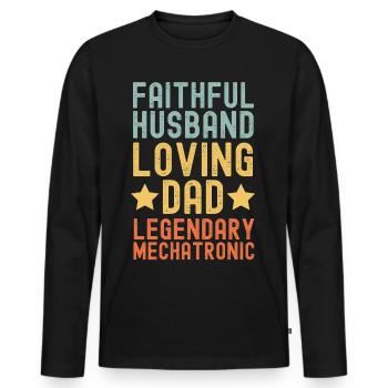 Husband Father Legendary Mechatronics Engineer - Men's Premium Organic Long Sleeve Shirt - black - Front - Nico (187cm)