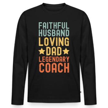 Ehemann Vater Legendärer Trainer retro vintage - Männer Premium Bio Langarmshirt - Schwarz - Vorne - Nico (187cm)