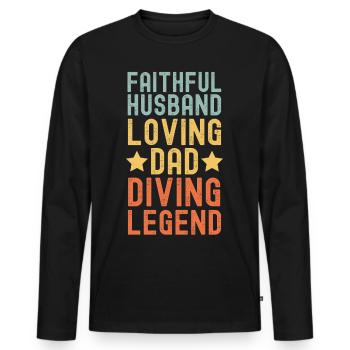 Mari Père Plongeur Légende Rétro Vintage - T-shirt manches longues Premium bio Homme - noir - Devant - Nico (187cm)