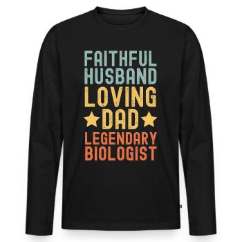 Husband Father Biologist Legend Retro Vintage - Men's Premium Organic Long Sleeve Shirt - black - Front - Nico (187cm)