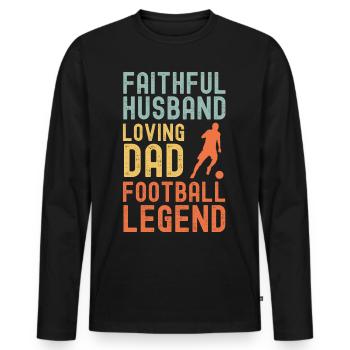 Husband Father Football Legend Retro Vintage - Men's Premium Organic Long Sleeve Shirt - black - Front - Nico (187cm)