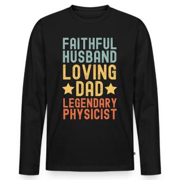 Ehemann Vater Legendärer Physiker retro vintage - Männer Premium Bio Langarmshirt - Schwarz - Vorne - Nico (187cm)
