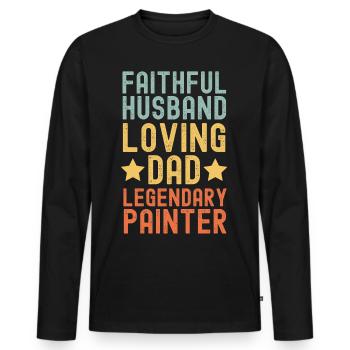 Ehemann Vater Legendärer Lackierer Maler retro - Männer Premium Bio Langarmshirt - Schwarz - Vorne - Nico (187cm)