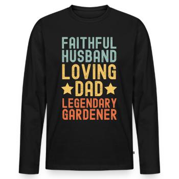 Husband Father Legendary Gardener - Men's Premium Organic Long Sleeve Shirt - black - Front - Nico (187cm)