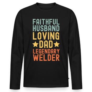 Husband Father Legendary Welder - Men's Premium Organic Long Sleeve Shirt - black - Front - Nico (187cm)