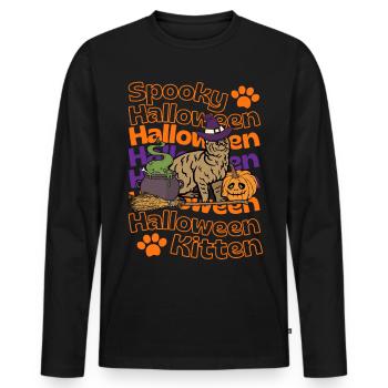 Pixie bob Katze Halloween Spooky Halloween Cat - Men's Premium Organic Long Sleeve Shirt - black - Front - Nico (187cm)
