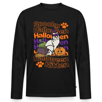Burmilla Halloween Katze. Spooky Halloween Cat. - Männer Premium Bio Langarmshirt - Schwarz - Vorne - Nico (187cm)