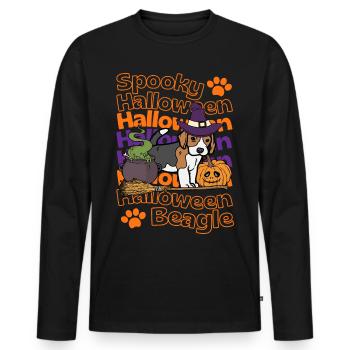 Beagle Halloween Hund Spooky Halloween Beagle - Männer Premium Bio Langarmshirt - Schwarz - Vorne - Nico (187cm)