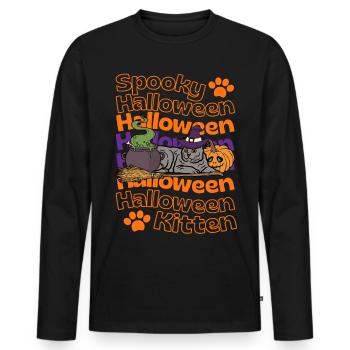 Chartreux Carthusian Halloween Cat - Men's Premium Organic Long Sleeve Shirt - black - Front - Nico (187cm)