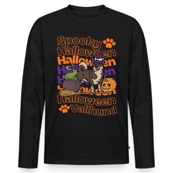 Suédois Vallhund Halloween Dog Spooky Vallhund - T-shirt manches longues Premium bio Homme - noir - Devant - Nico (187cm)
