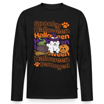 Samoyed Halloween Dog Spooky Halloween Samoyed - Men's Premium Organic Long Sleeve Shirt - black - Front - Nico (187cm)