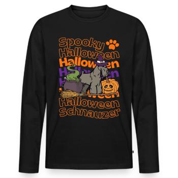 Schnauzer Halloween Spooky Halloween Schnauzer - Männer Premium Bio Langarmshirt - Schwarz - Vorne - Nico (187cm)