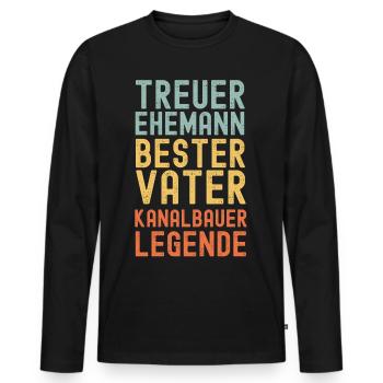 Ehemann Vater Kanalbauer Legende Retro Vintage - Männer Premium Bio Langarmshirt - Schwarz - Vorne - Nico (187cm)