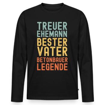 Ehemann Vater Betonbauer Legende Retro Vintage - Männer Premium Bio Langarmshirt - Schwarz - Vorne - Nico (187cm)