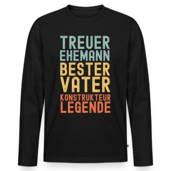 Ehemann Vater Legendärer Konstrukteur - Männer Premium Bio Langarmshirt - Schwarz - Vorne - Nico (187cm)