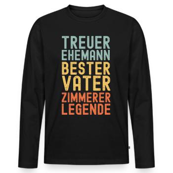 Ehemann Vater Zimmerer Legende Retro Vintage - Männer Premium Bio Langarmshirt - Schwarz - Vorne - Nico (187cm)