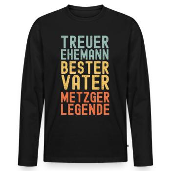 Ehemann Vater Legendärer Metzger retro vintage - Männer Premium Bio Langarmshirt - Schwarz - Vorne - Nico (187cm)