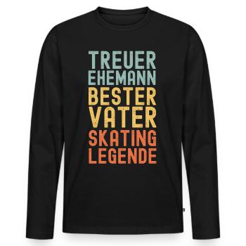 Ehemann Vater Skater Legende Retro Skateboard - Männer Premium Bio Langarmshirt - Schwarz - Vorne - Nico (187cm)