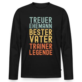 Ehemann Vater Legendärer Trainer retro vintage - Männer Premium Bio Langarmshirt - Schwarz - Vorne - Nico (187cm)
