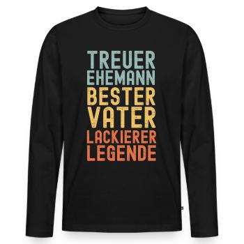 Ehemann Vater Legendärer Lackierer Maler retro - Männer Premium Bio Langarmshirt - Schwarz - Vorne - Nico (187cm)