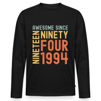 Génial depuis 1994 Année du cadeau d’anniversaire - T-shirt manches longues Premium bio Homme - noir - Devant - Nico (187cm)