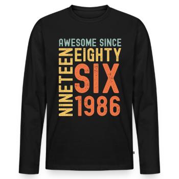 Awesome since 1986 Geburtstag Geschenk Jahreszahl - Männer Premium Bio Langarmshirt - Schwarz - Vorne - Nico (187cm)