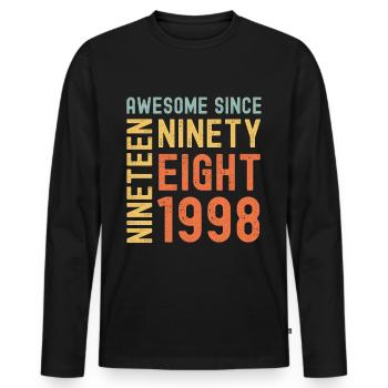 Awesome since 1998 Geburtstag Geschenk Jahreszahl - Männer Premium Bio Langarmshirt - Schwarz - Vorne - Nico (187cm)