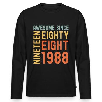 Awesome since 1988 Birthday Gift Year - Men's Premium Organic Long Sleeve Shirt - black - Front - Nico (187cm)