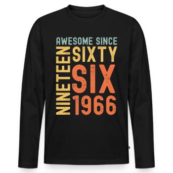 Awesome since 1966 Birthday Gift Year - Men's Premium Organic Long Sleeve Shirt - black - Front - Nico (187cm)