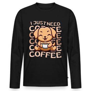 Sweet Labrador Coffee Dog Cafe kawaii - T-shirt manches longues Premium bio Homme - noir - Devant - Nico (187cm)