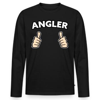 Angler Freizeit Geschenkidee - Männer Premium Bio Langarmshirt - Schwarz - Vorne - Nico (187cm)