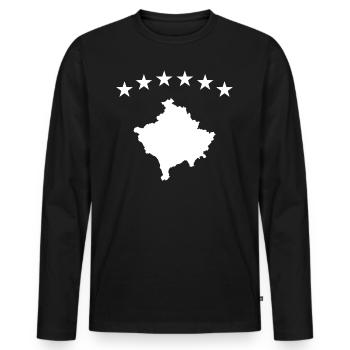Kosovo Map - T-shirt manches longues Premium bio Homme - noir - Devant - Nico (187cm)