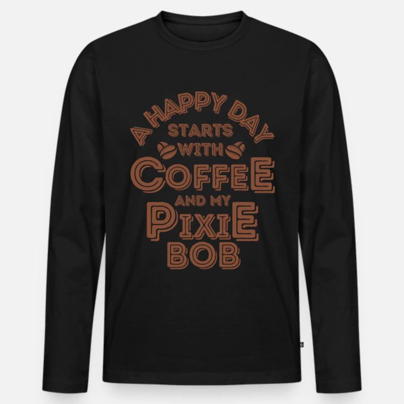 Pixie Bob Cat Café Café - T-shirt manches longues Premium bio Homme - noir