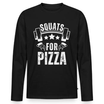 Pizza Musculation Squat Fitness Pizza - T-shirt manches longues Premium bio Homme - noir - Devant - Nico (187cm)