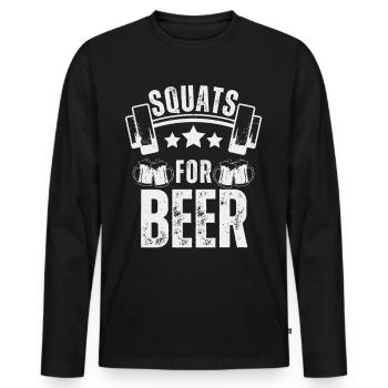 Weight Training Fitness Beer squats for beer - Men's Premium Organic Long Sleeve Shirt - black - Front - Nico (187cm)