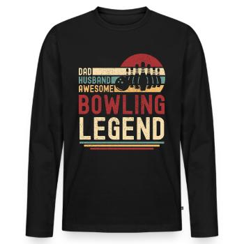 Papa Husband Bowling Legend rétro vintage - T-shirt manches longues Premium bio Homme - noir - Devant - Nico (187cm)