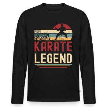Papa Ehemann Karate Legende vintage retro - Männer Premium Bio Langarmshirt - Schwarz - Vorne - Nico (187cm)