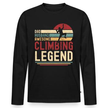 Papa Husband Climbing Legend vintage rétro - T-shirt manches longues Premium bio Homme - noir - Devant - Nico (187cm)