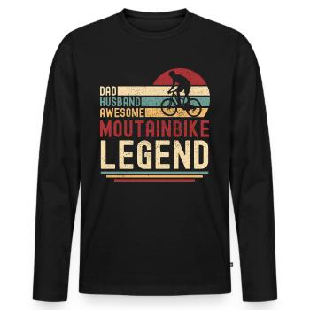 Papa Ehemann Mountainbike Legende retro - Männer Premium Bio Langarmshirt - Schwarz - Vorne - Nico (187cm)