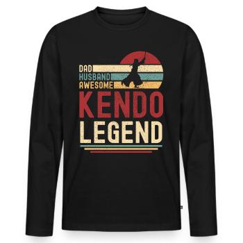 Papa Husband Kendo Legend vintage retro - Men's Premium Organic Long Sleeve Shirt - black - Front - Nico (187cm)