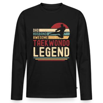 Papa Ehemann Taekwondo Legende vintage retro - Männer Premium Bio Langarmshirt - Schwarz - Vorne - Nico (187cm)