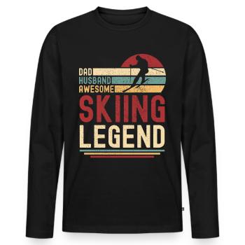 Mari Père Ski Legend Retro Vintage - T-shirt manches longues Premium bio Homme - noir - Devant - Nico (187cm)