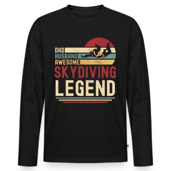 Parachutisme Père rétro Parachutisme Légende - T-shirt manches longues Premium bio Homme - noir - Devant - Nico (187cm)