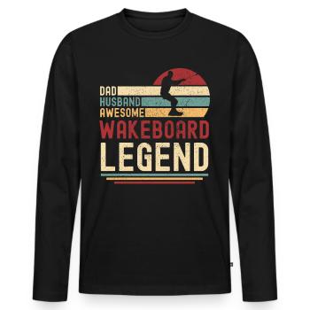 Papa Husband Wakeboard Legend vintage retro - Men's Premium Organic Long Sleeve Shirt - black - Front - Nico (187cm)