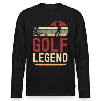 Ehemann Vater Golf Legende Retro Vintage - Männer Premium Bio Langarmshirt - Schwarz - Vorne - Nico (187cm)