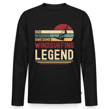 Papa Ehemann Windsurfen Legende vintage retro - Männer Premium Bio Langarmshirt - Schwarz - Vorne - Nico (187cm)