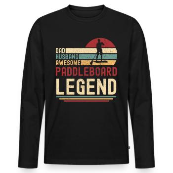 Papa Ehemann Paddleboard Legende vintage retro - Männer Premium Bio Langarmshirt - Schwarz - Vorne - Nico (187cm)